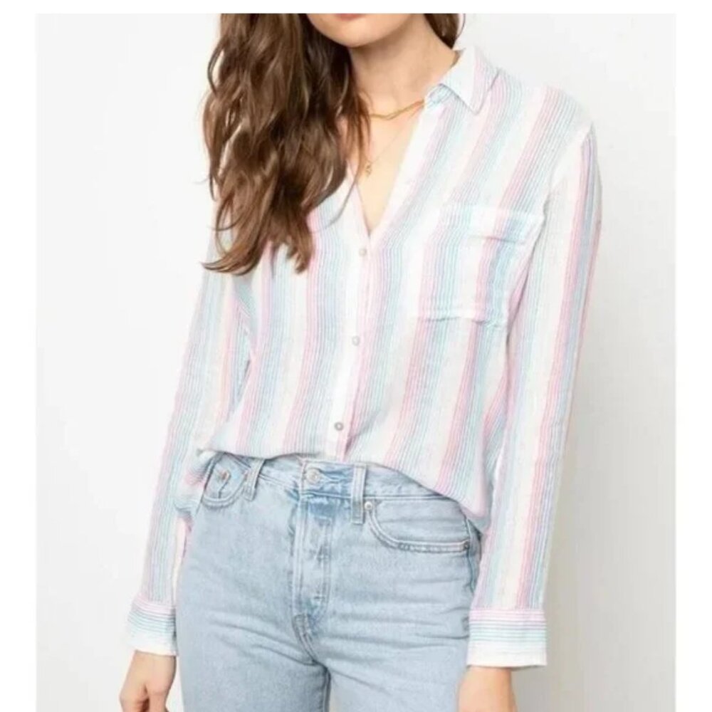 Rails Ellis Iris Mult-Color Rainbow Striped Shirt - image 1